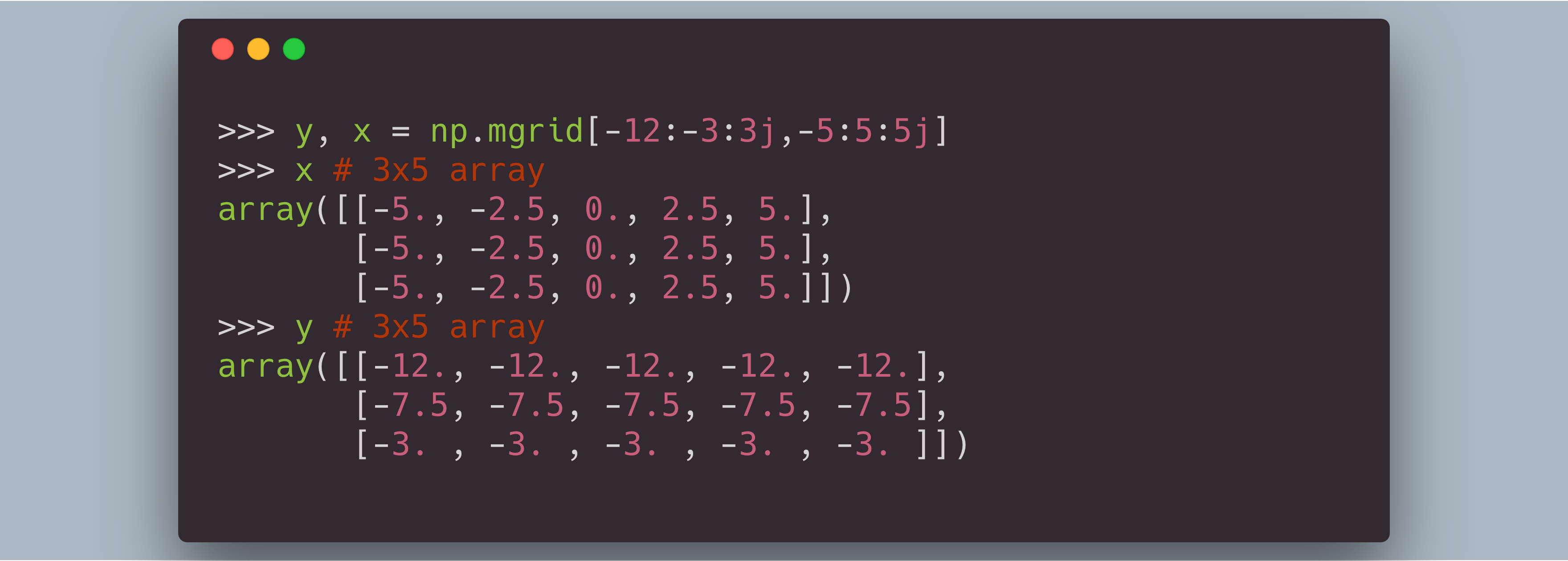 NumPy mgrid vs. meshgrid | Louis Tiao